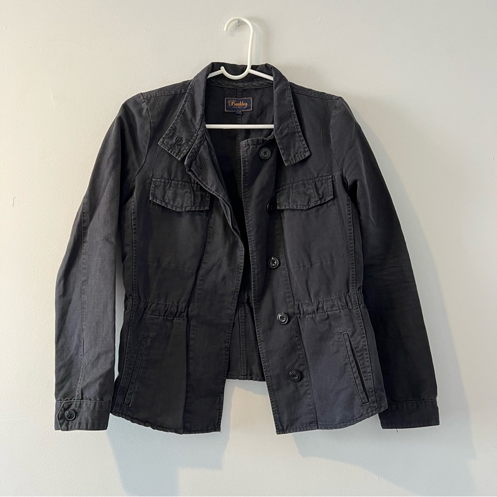 Madewell utility chore jacket cinch Buckley tailors black cotton linen xs xsmall
